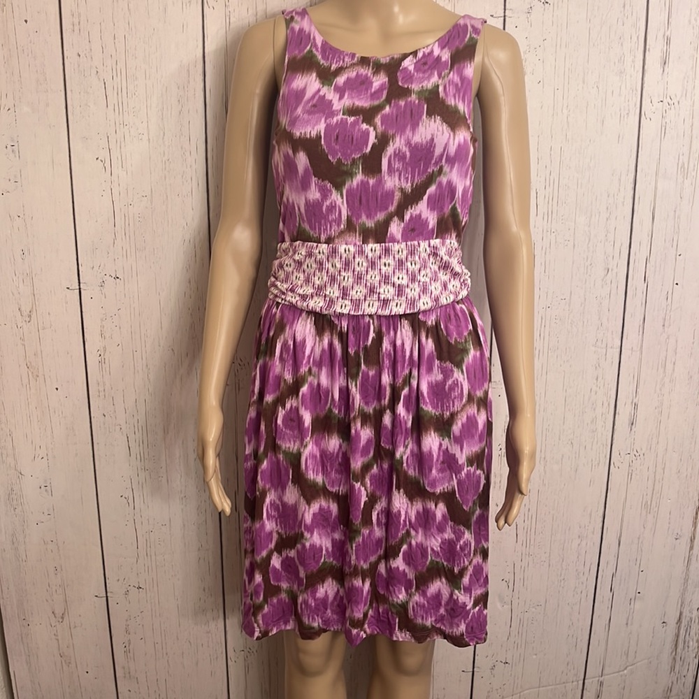 Matilda Jane High Low Sleeveless Purple Floral Print Dress Size Small